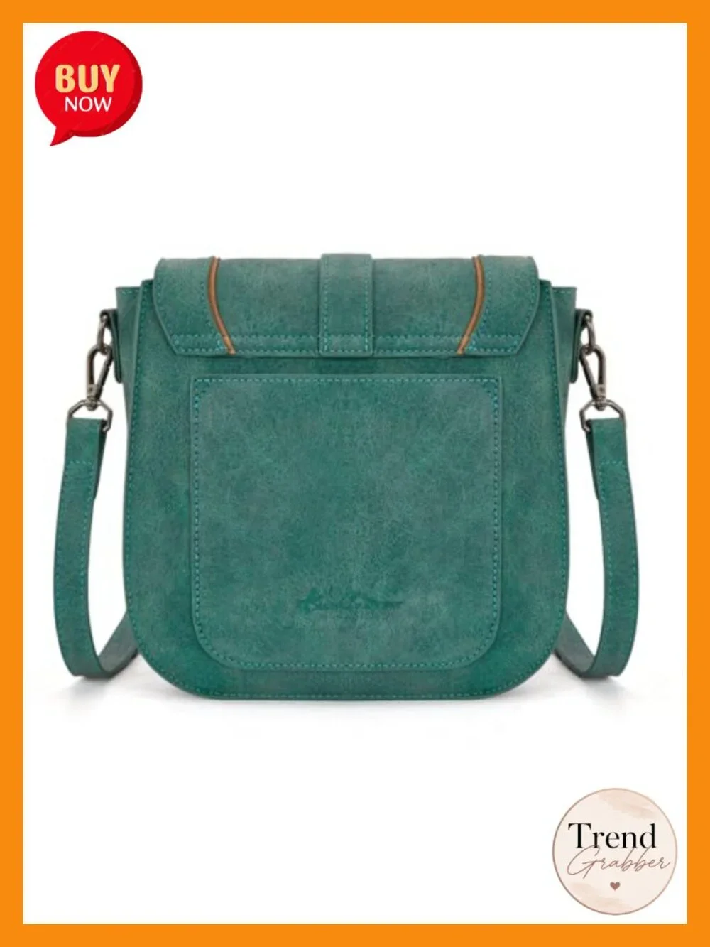 Whipstitch Flap Crossbody Bag with Adjustable Strap Faux Leather